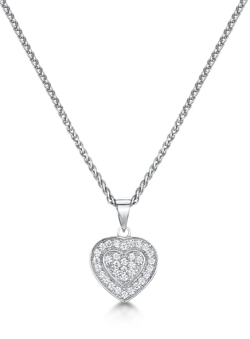 jo for girls Womens sterling silver 12mm cubic zirconia heart pendant