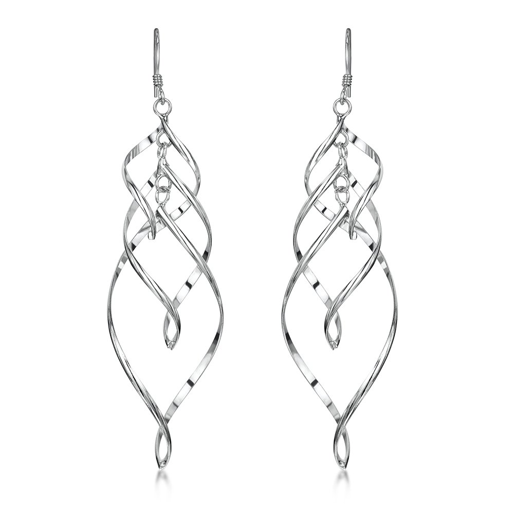 jo for girls Womens sterling silver 3 spiral dangle earrings