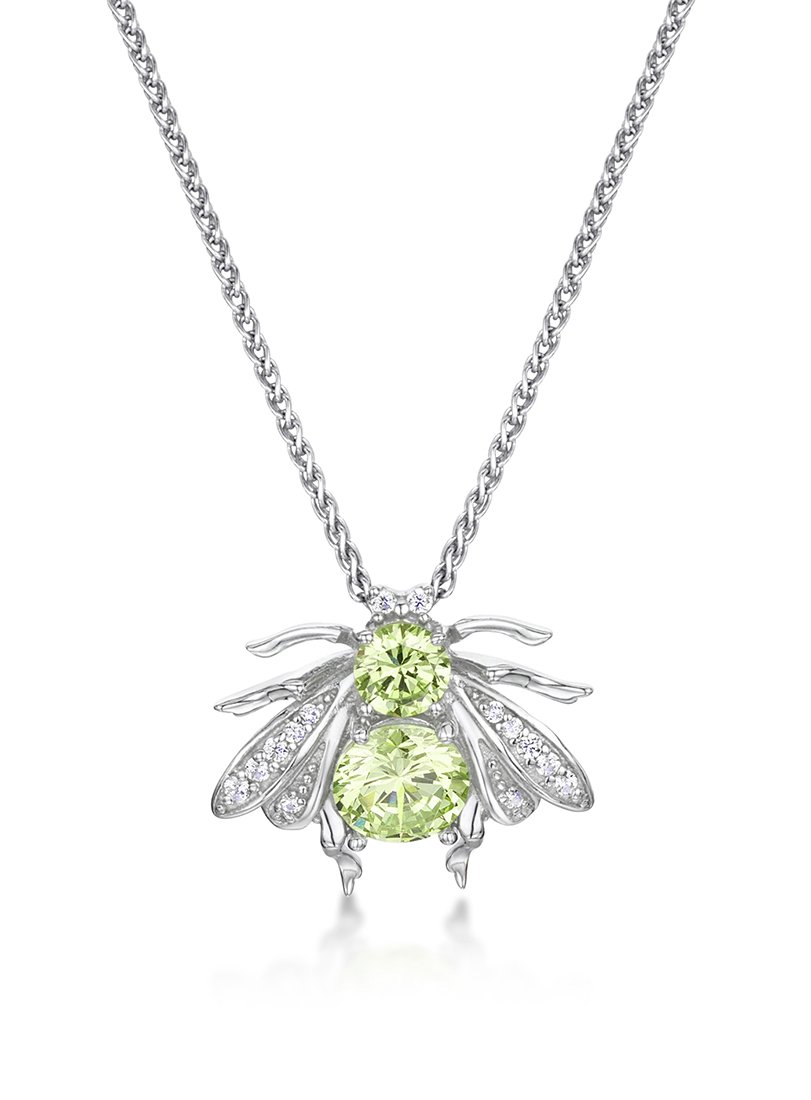 jo for girls Womens sterling silver apple green cubic zirconia bee pendant