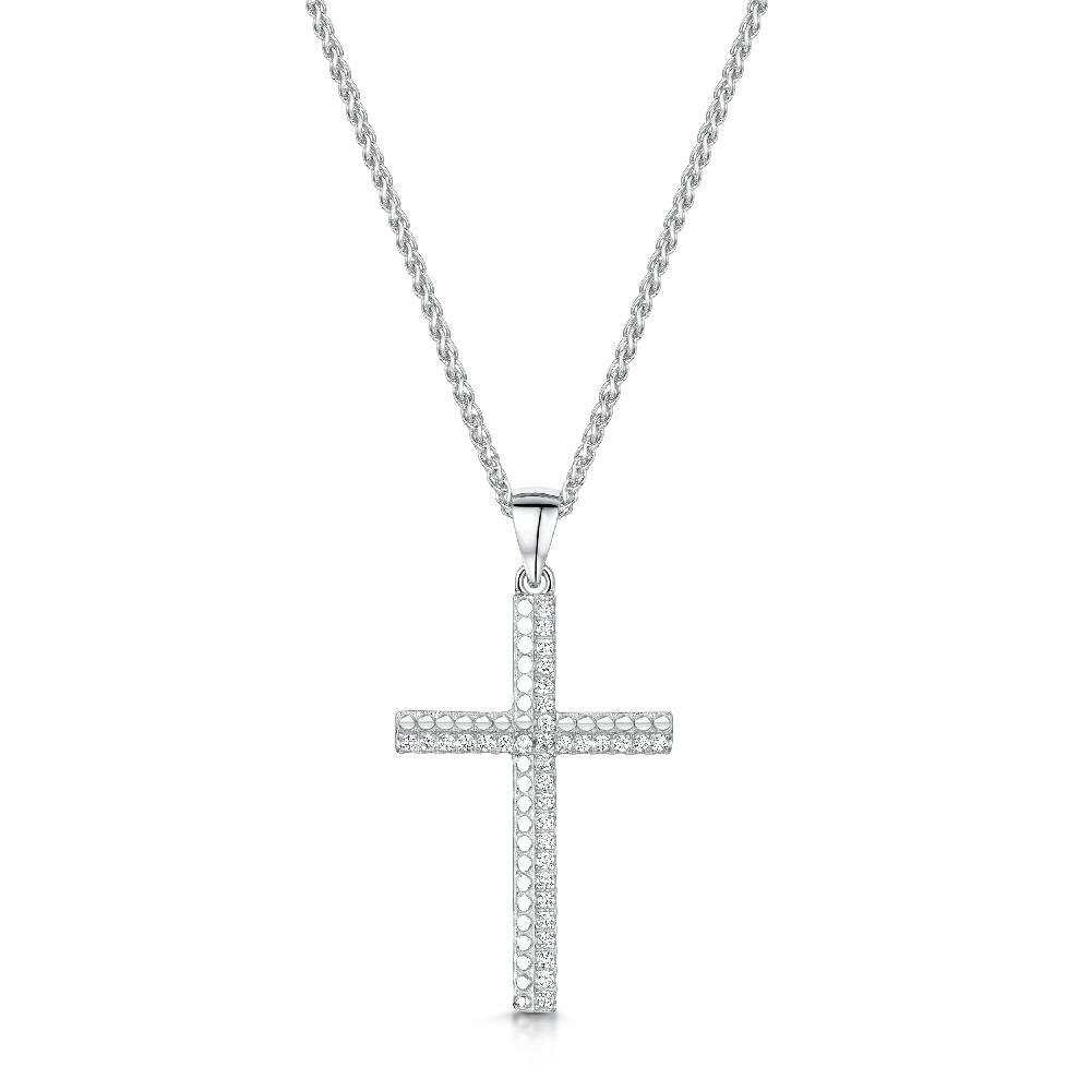 jo for girls Womens Sterling Silver Cross Pendant with Cubic Zirconia