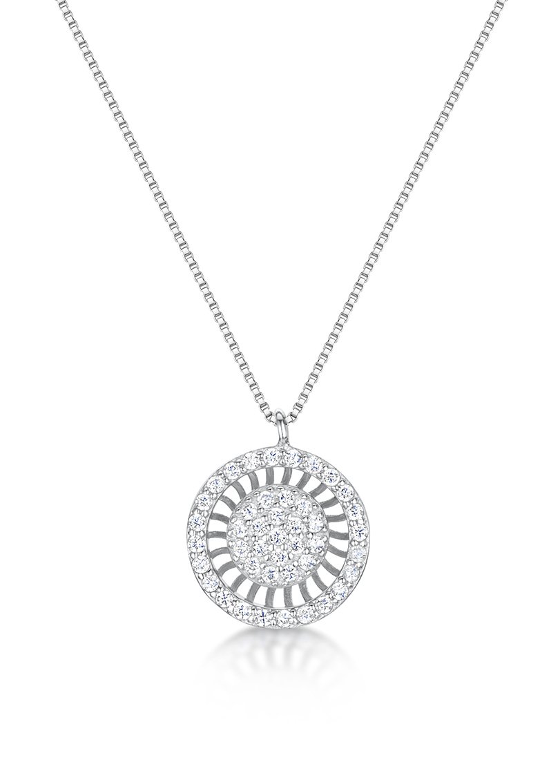 jo for girls Womens sterling silver cubic zirconia 3D double circle pendant