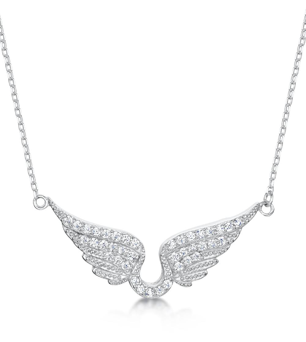 jo for girls Womens sterling silver cubic zirconia angel wings necklace