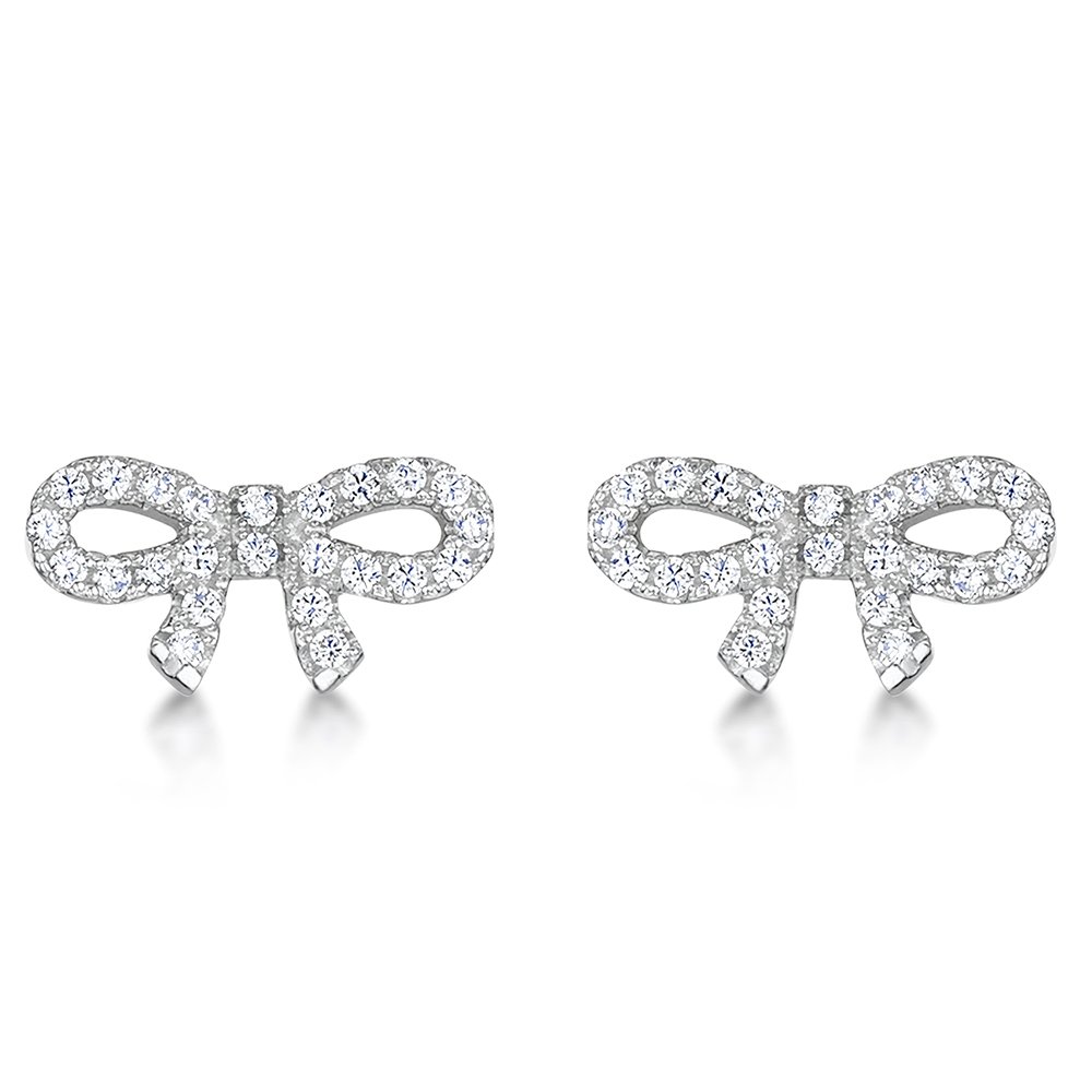 jo for girls Womens sterling silver cubic zirconia bow stud earrings