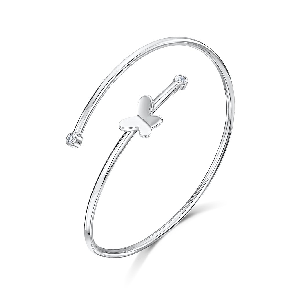 jo for girls Womens sterling silver cubic zirconia butterfly bangle