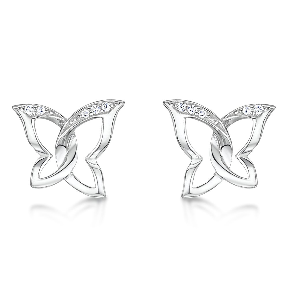 jo for girls Womens sterling silver cubic zirconia butterfly stud earrings