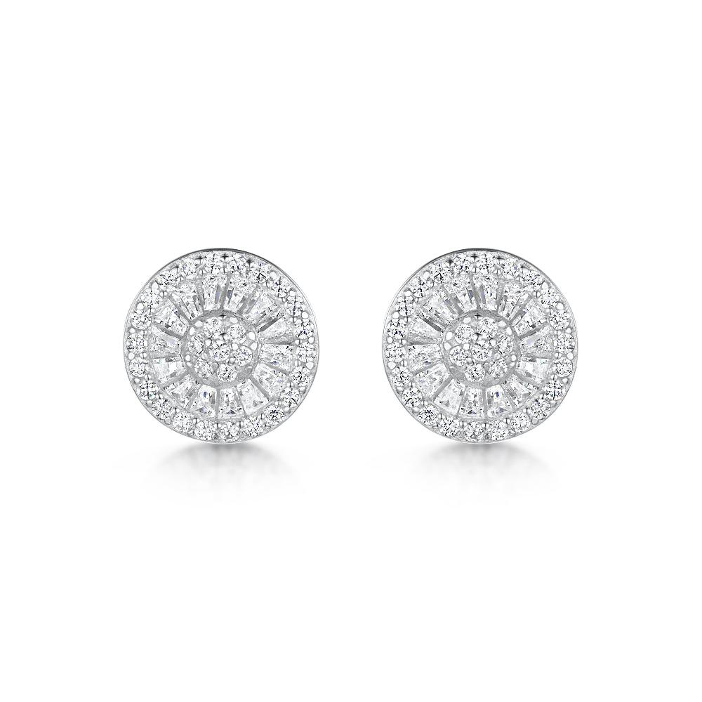 jo for girls Womens Sterling Silver Cubic Zirconia Double Circle Ice Earrings