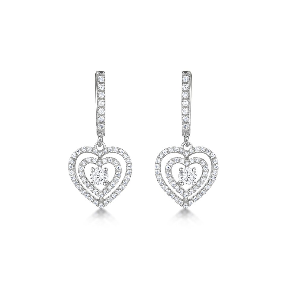 jo for girls Womens sterling silver cubic zirconia double heart earrings