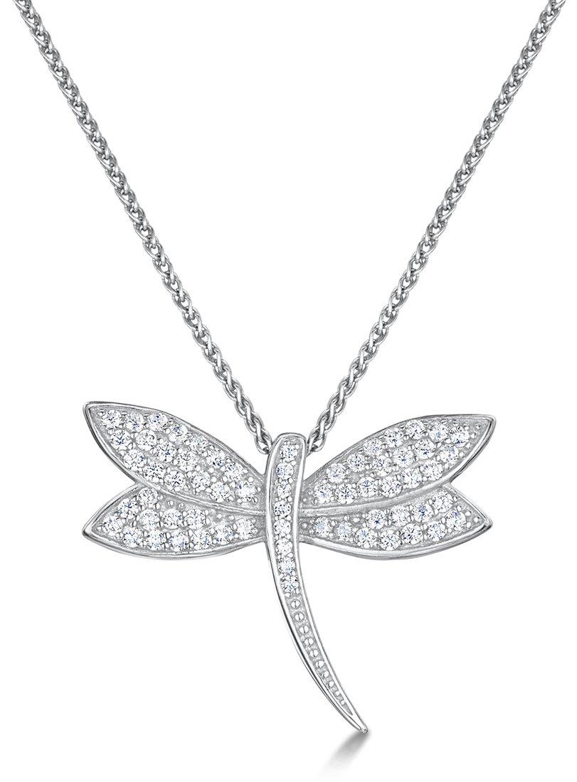 jo for girls Womens sterling silver cubic zirconia dragonfly pendant