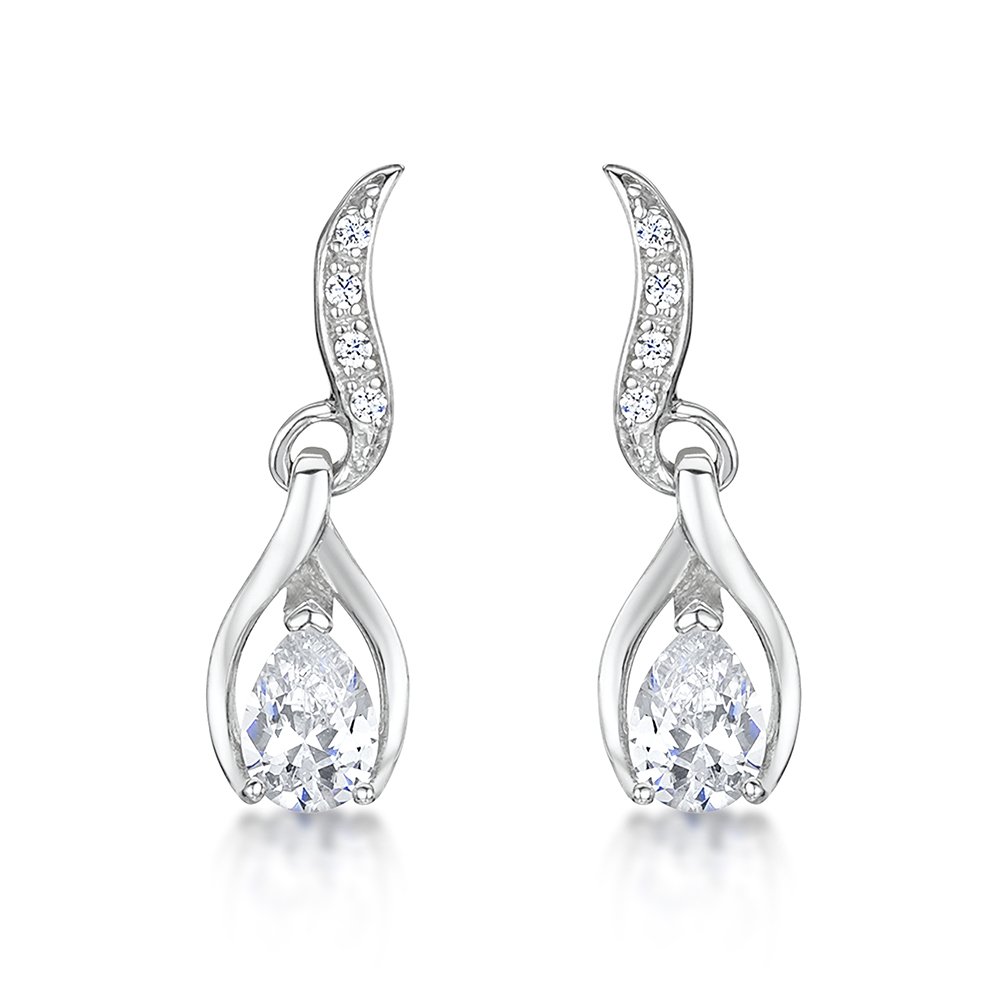 jo for girls Womens sterling silver cubic zirconia drop earrings