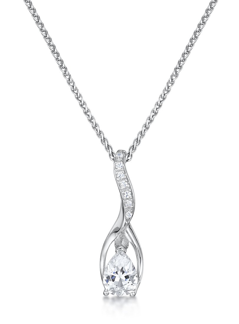 jo for girls Womens sterling silver cubic zirconia drop pendant