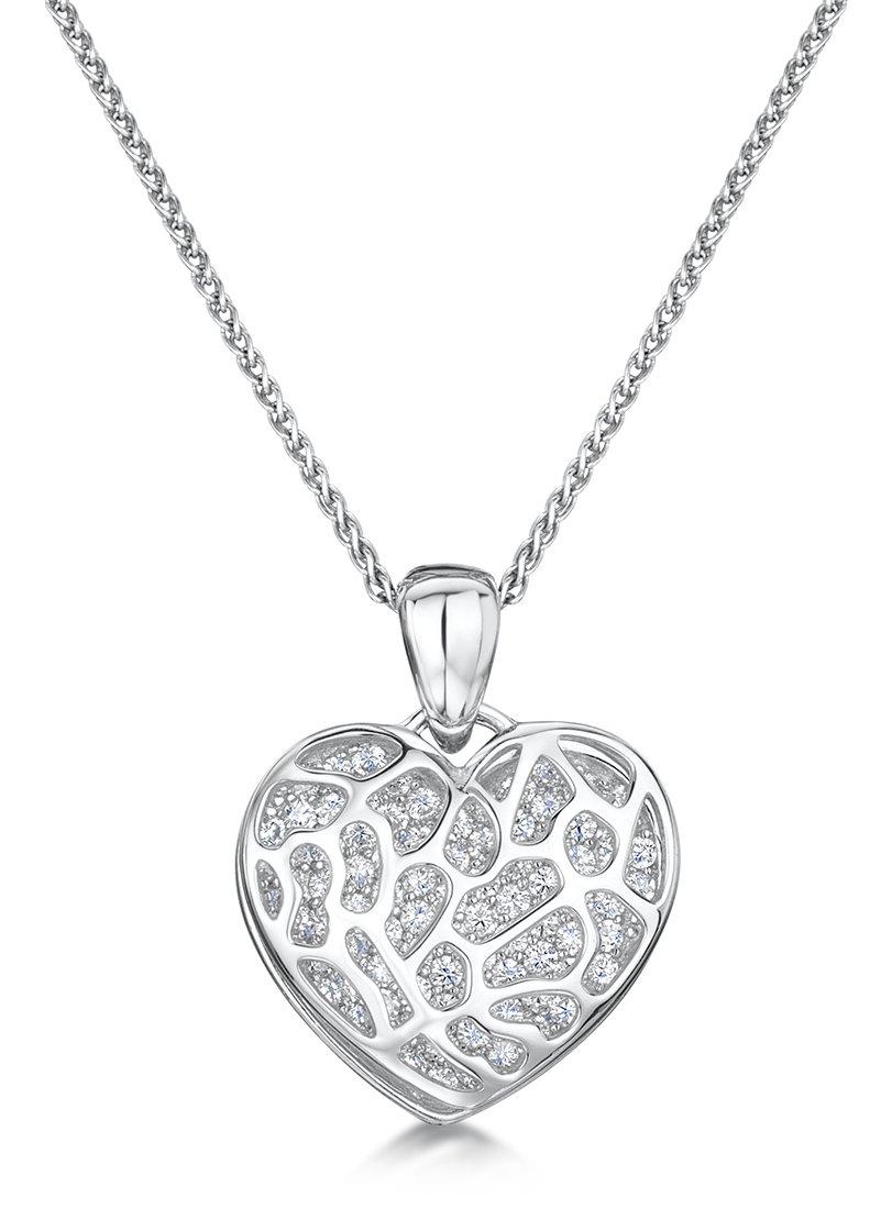 Jo For Girls Womens Sterling Silver Cubic Zirconia Heart Pendant