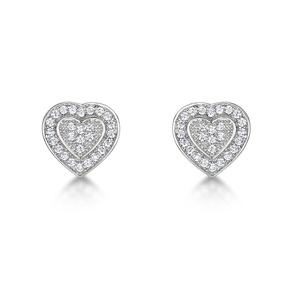 jo for girls Womens sterling silver cubic zirconia heart stud earrings