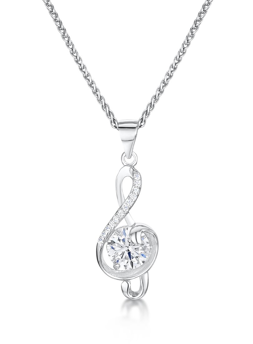 jo for girls Womens sterling silver cubic zirconia musical clef pendant