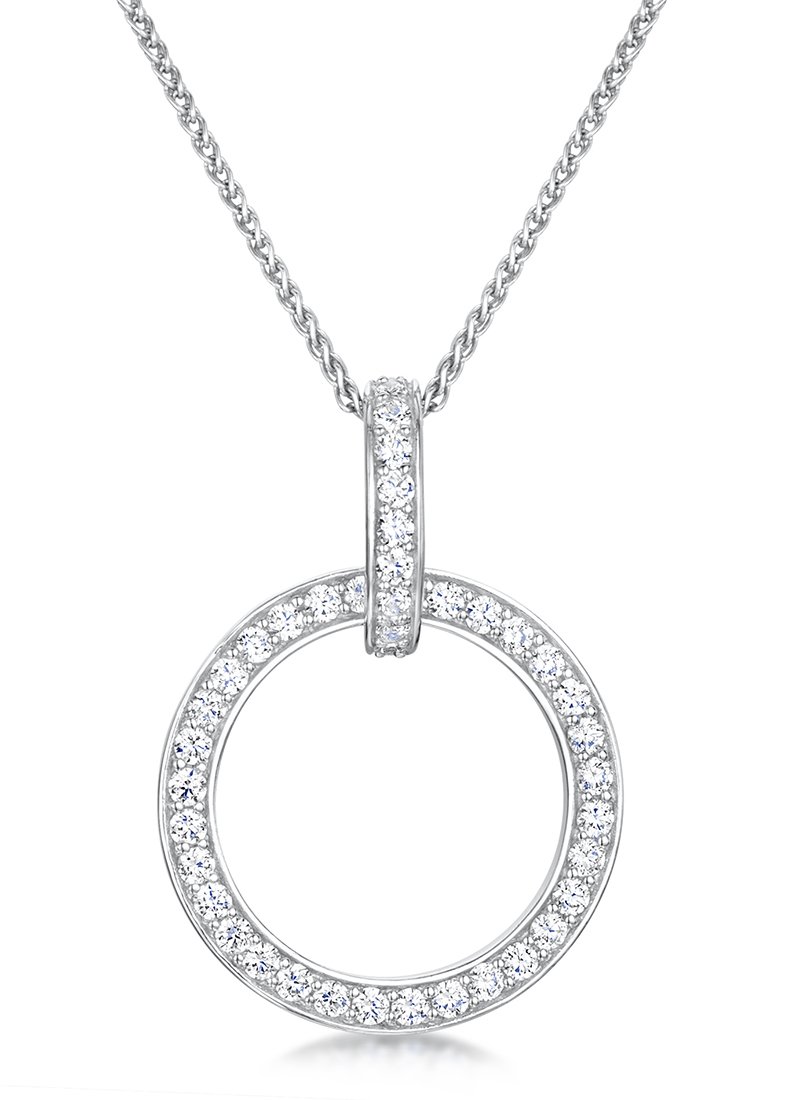 jo for girls Womens sterling silver cubic zirconia open circle pendant