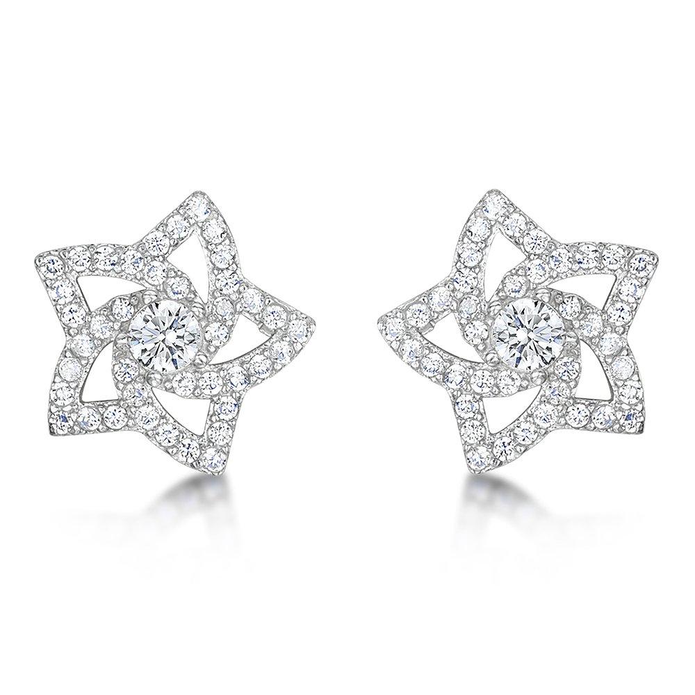 jo for girls Womens sterling silver cubic zirconia star stud earrings