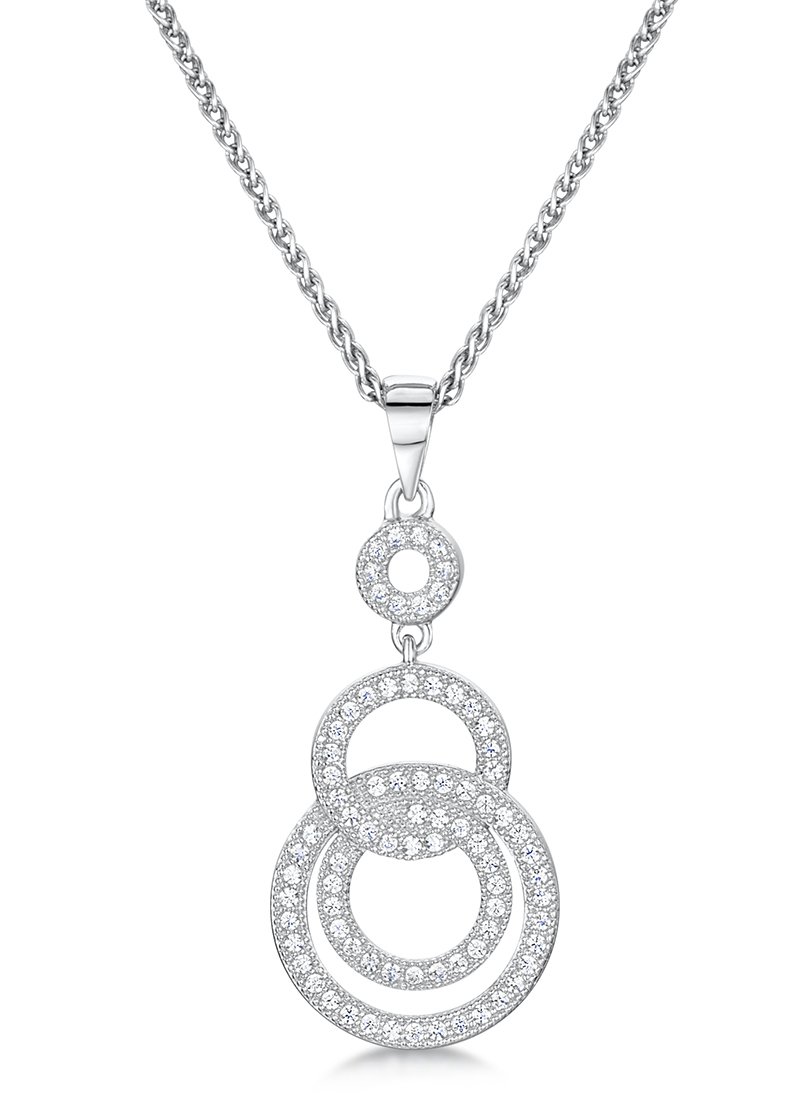 jo for girls Womens sterling silver cubic zirconia triple drop circles pendant