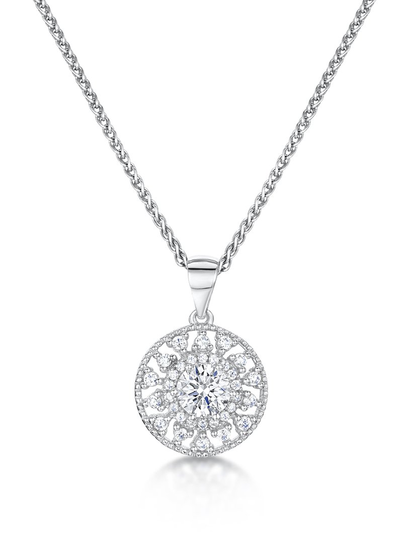 jo for girls Womens sterling silver cubic zirconia wheel style pave pendant