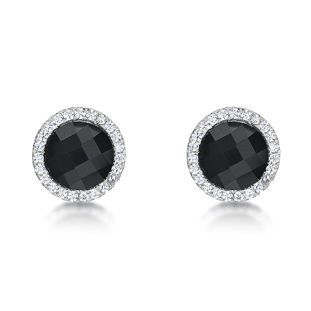 jo for girls Womens sterling silver embellished black cubic zirconia earrings
