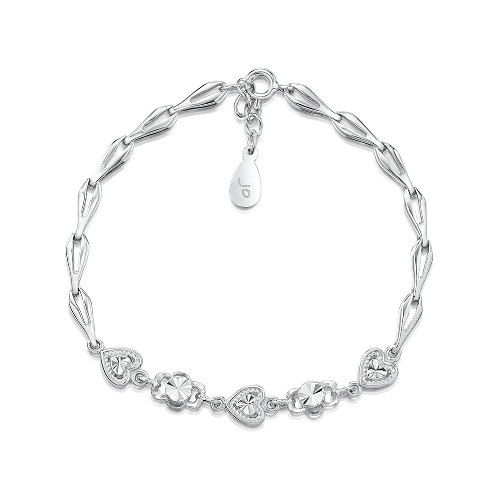 jo for girls Womens Sterling Silver Heart Link Bracelet