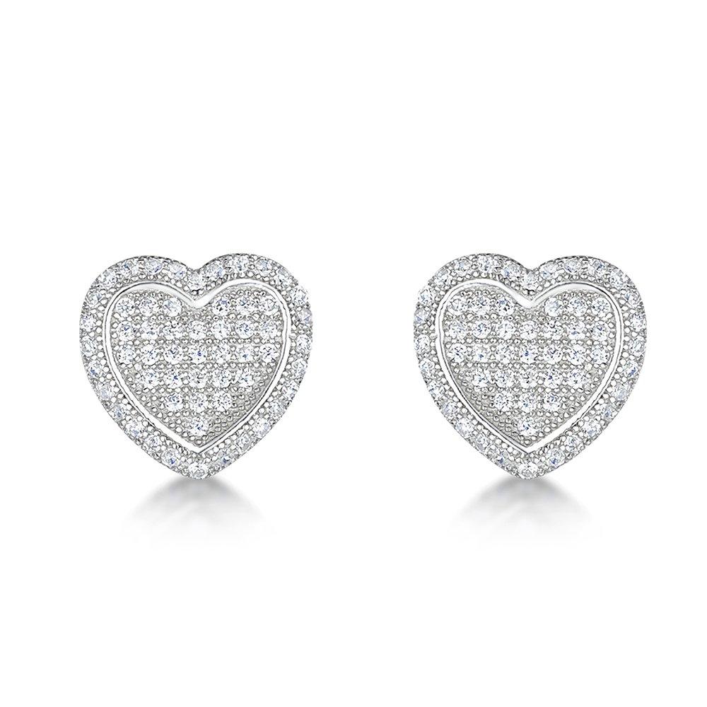 jo for girls Womens sterling silver microset cubic zirconia heart stud earrings