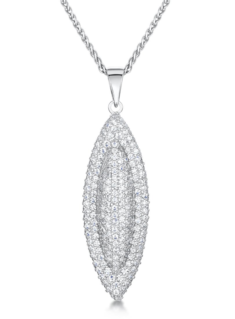 jo for girls Womens sterling silver microset cubic zirconia marquise pendant