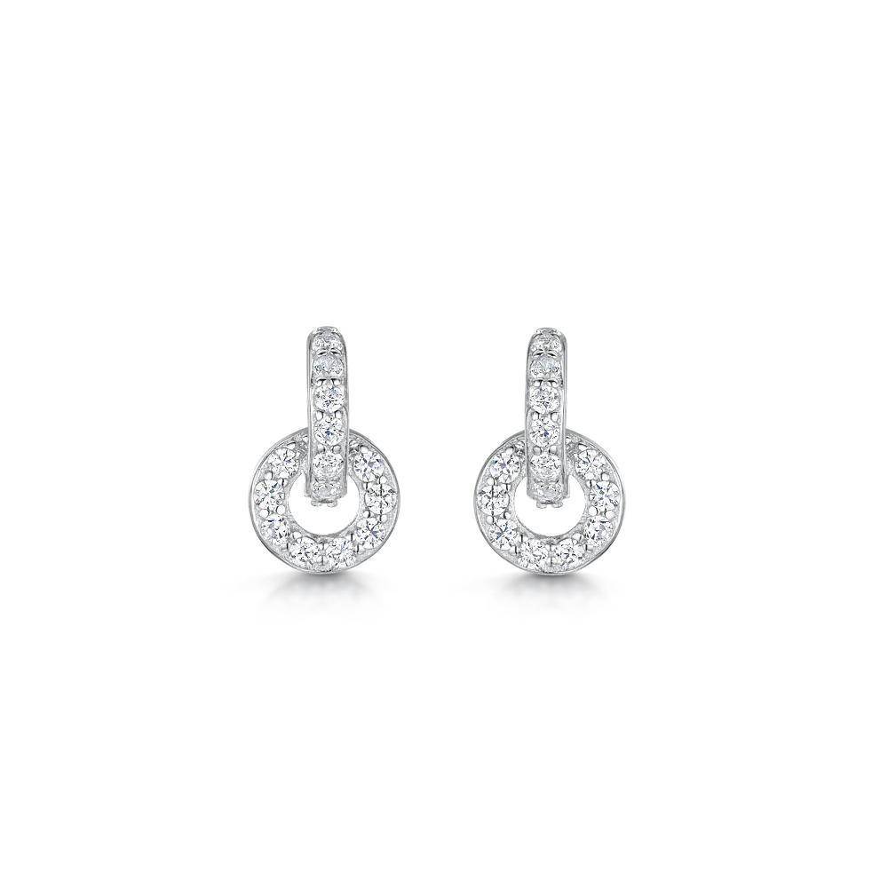 jo for girls Womens Sterling Silver One & Half Circle Cubic Zirconia Earrings