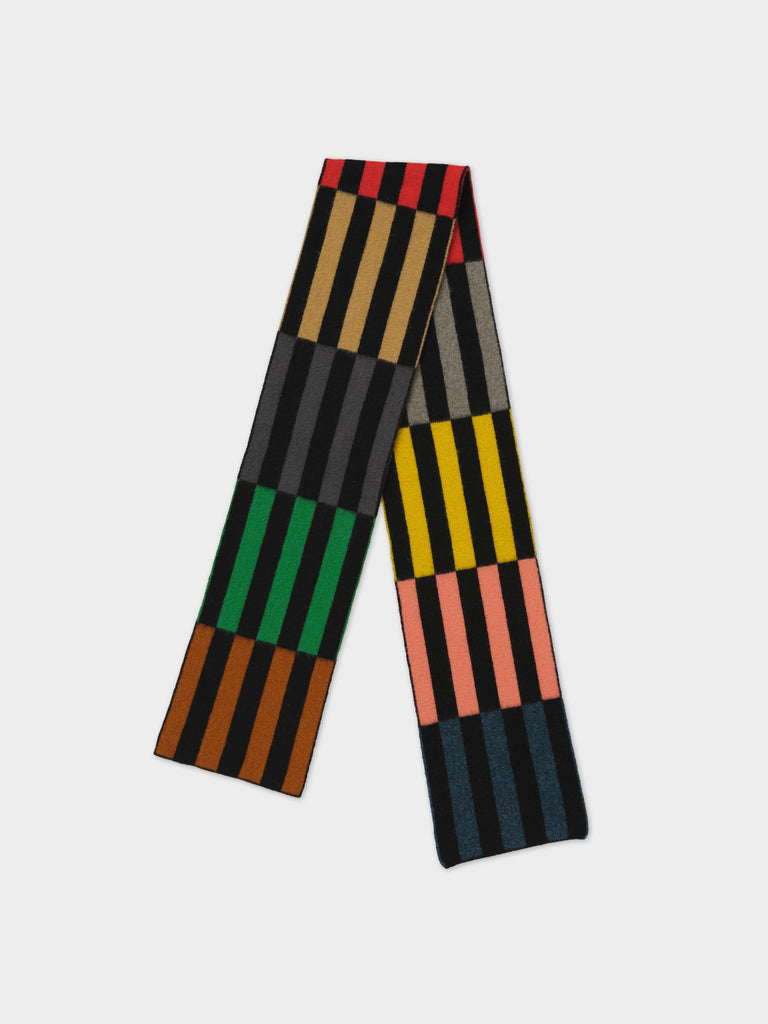 Jo Gordon BRUSHED MULTICOLOUR THIN RECTANGLES SCARF