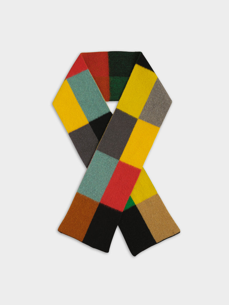 Jo Gordon BRUSHED MULTICOLOUR BIG RECTANGLES SCARF