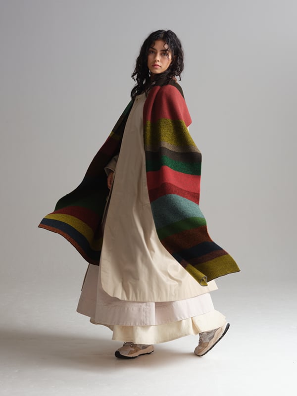 jo gordon LARGE TWEED STRIPE SCARF MULTICOLOUR