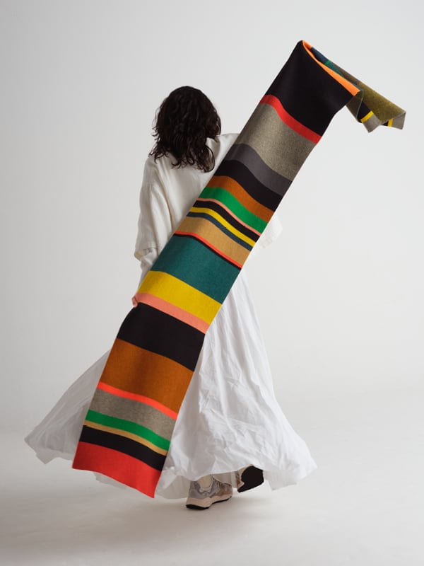 jo gordon LARGE UNEVEN STRIPE SCARF MULTICOLOUR
