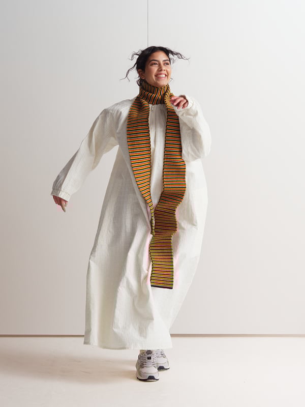 jo gordon LONG MULTICOLOUR GARTER STITCH SCARF