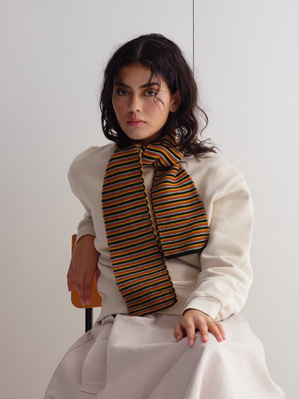 jo gordon SMALL MULTICOLOUR GARTER STITCH SCARF