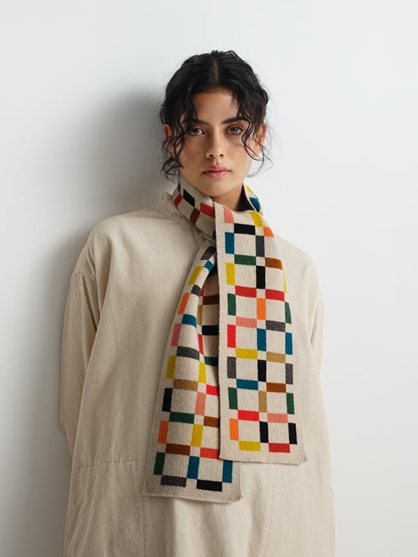 jo gordon SMALL MULTICOLOUR GRID SCARF