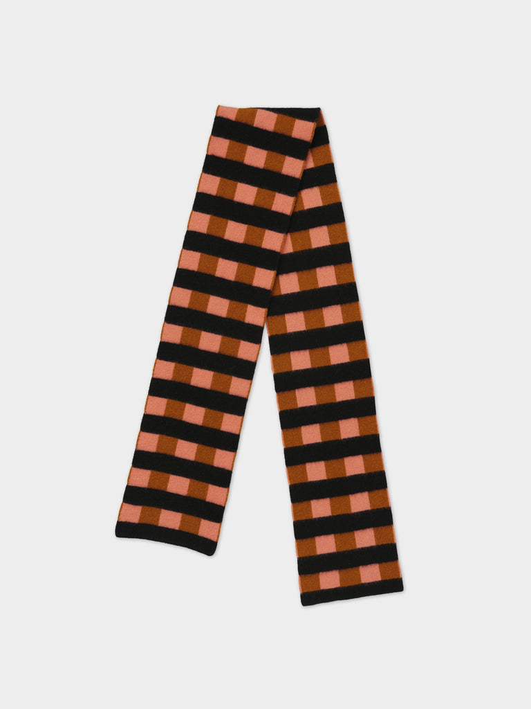 Jo Gordon TWO COLOUR VERTICAL STRIPE BROWN KNEE SOCKS
