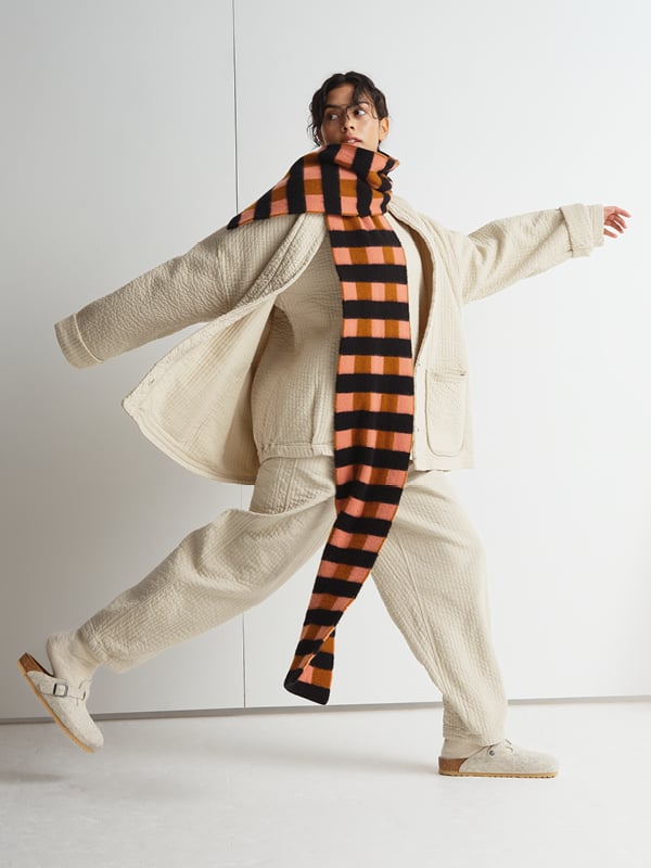 jo gordon TWO COLOUR VERTICAL STRIPE BROWN KNEE SOCKS