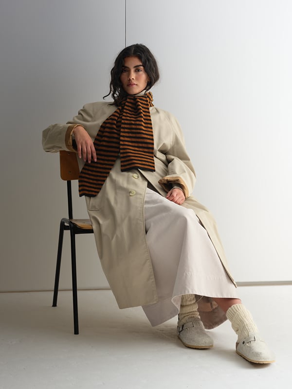 jo gordon TWO COLOUR VERTICAL STRIPE BROWN KNEE SOCKS