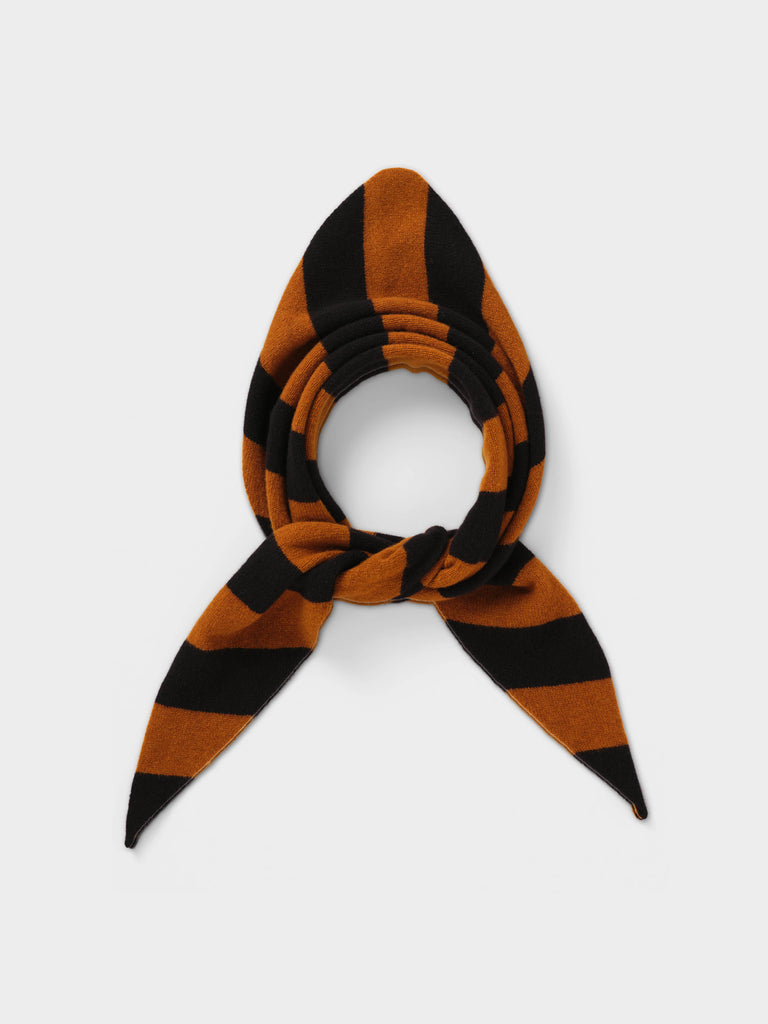 Jo Gordon TWO COLOUR VERTICAL STRIPE BROWN KNEE SOCKS