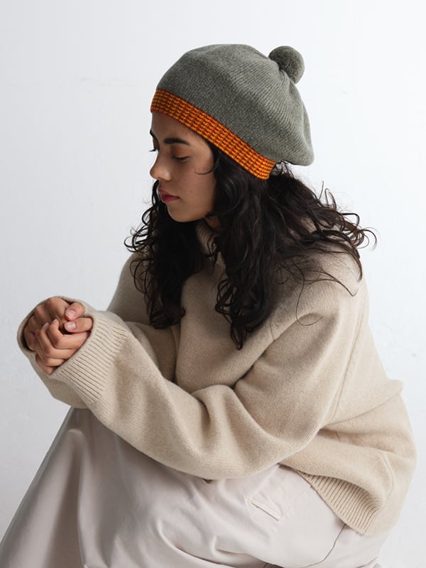 jo gordon TWO COLOUR VERTICAL STRIPE BROWN KNEE SOCKS