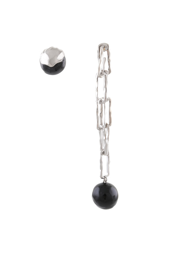 joanna laura constantine ASYMMETRICAL ORBS CHAIN EARRINGS WITH ENAMEL