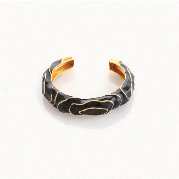 joanna laura constantine BLACK BANGLE WITH GOLD WAVY LINES