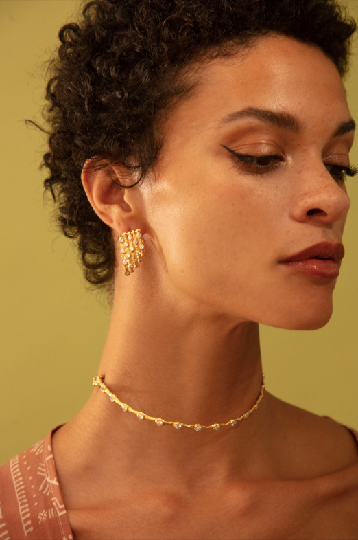 Joanna Laura Constantine CURVED WAVE HOOPS EARRINGS WITH HANDSET STONES