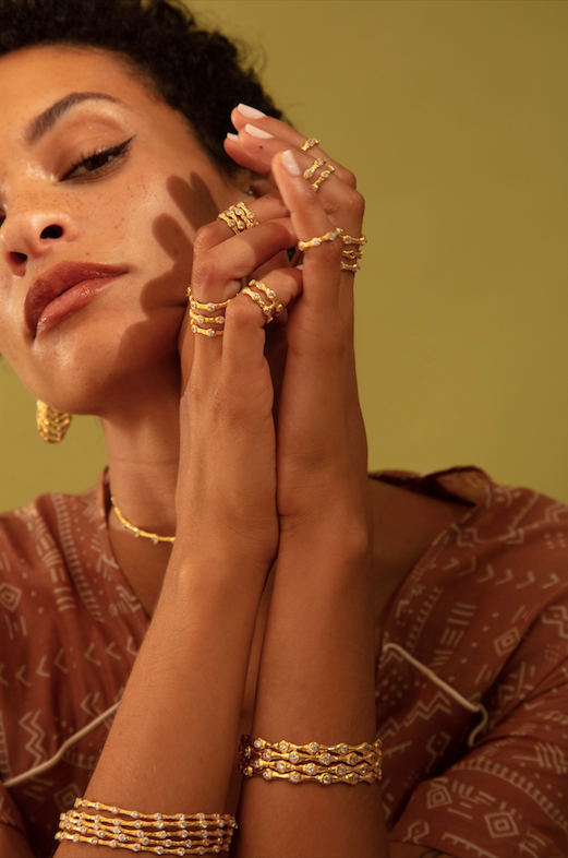 Joanna Laura Constantine CURVED WAVE HOOPS EARRINGS WITH HANDSET STONES