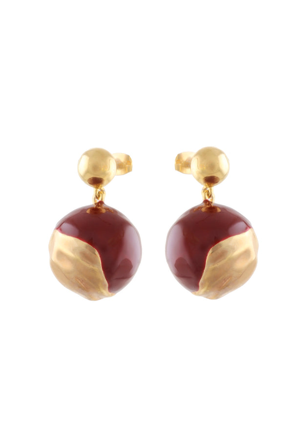 joanna laura constantine DANGLING ORBS EARRINGS WITH DARK RED ENAMEL