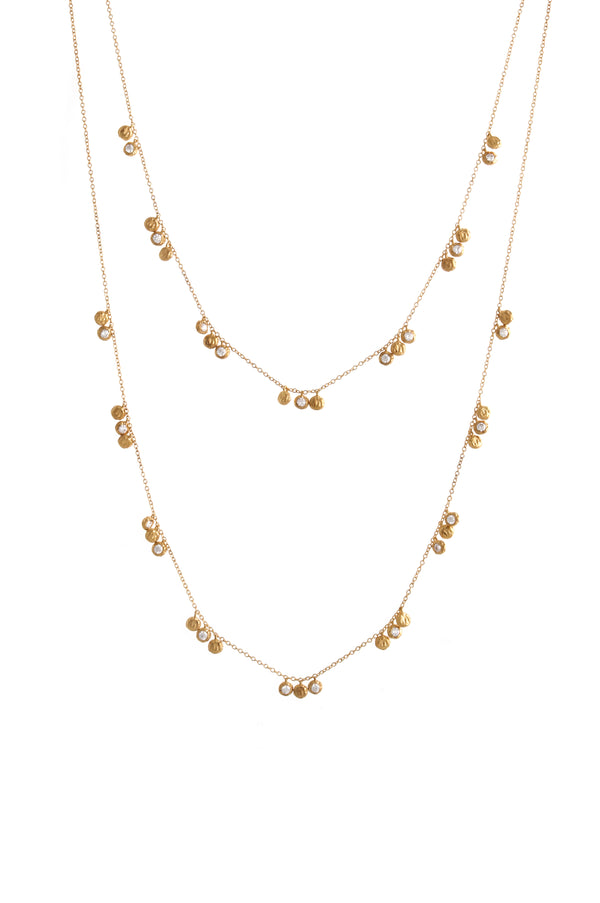joanna laura constantine DOUBLE CHAIN NECKLACE WITH DANGLING STONES