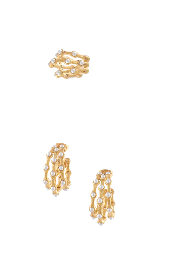 joanna laura constantine FEMININE WAVES EAR-SET WITH MINI PEARLS