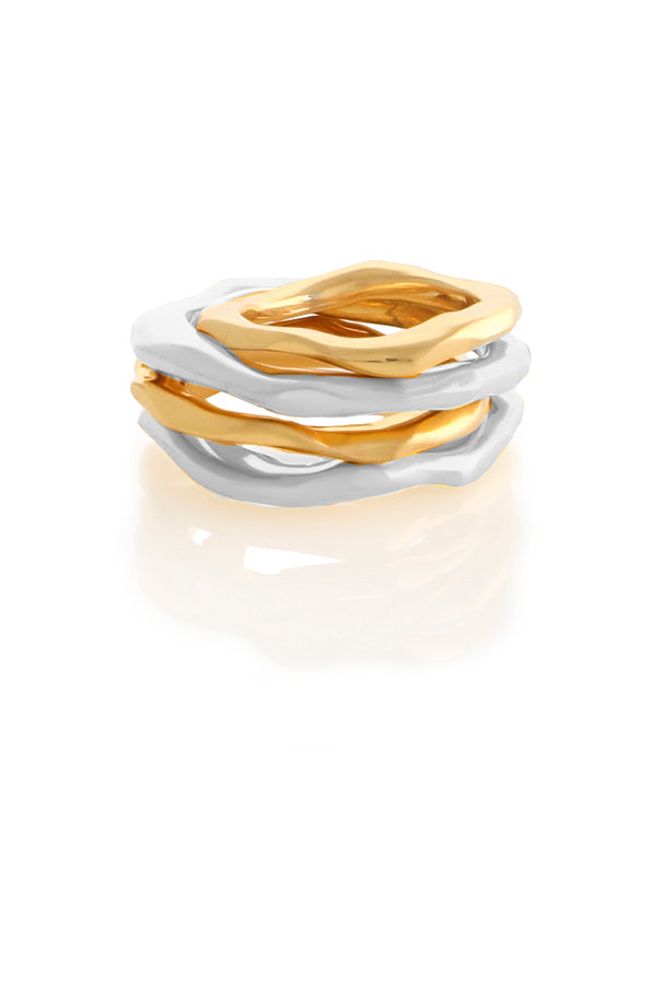 joanna laura constantine GOLD AND SILVER PLATED WAVES SET OF FOUR RINGS