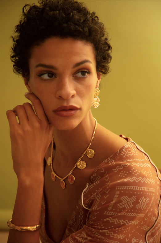 Joanna Laura Constantine GOLD PLATED FEMININE WAVES NECKLACE WITH ENAMEL