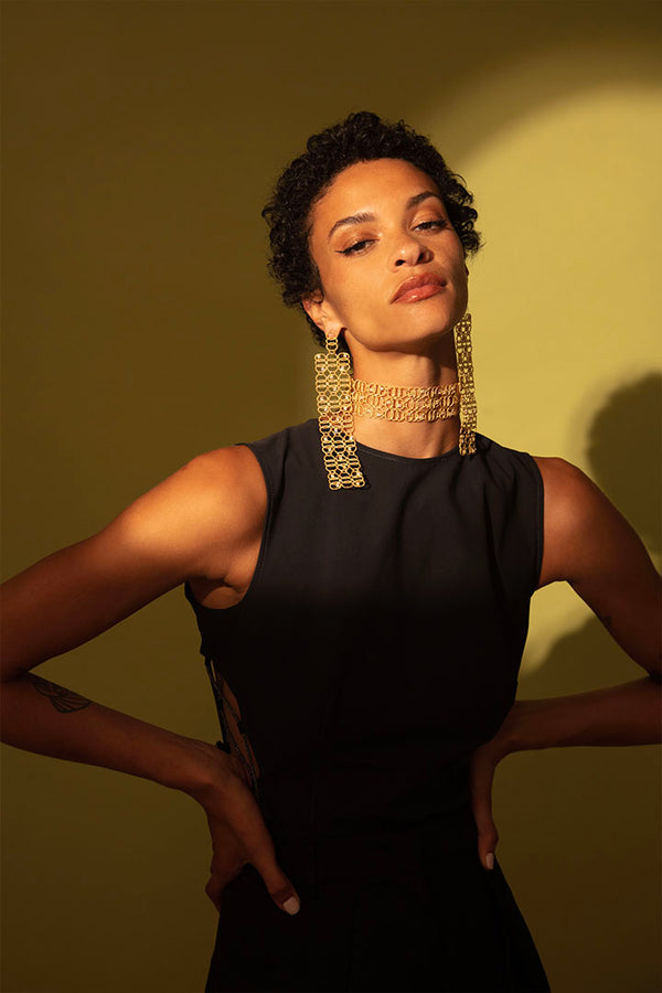 Joanna Laura Constantine GOLD PLATED STATEMENT BRACELET WITH STONES