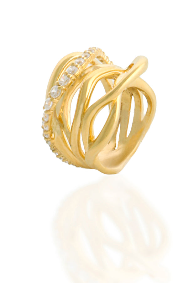 joanna laura constantine GOLD PLATED STATEMENT PAVE WAVES RING