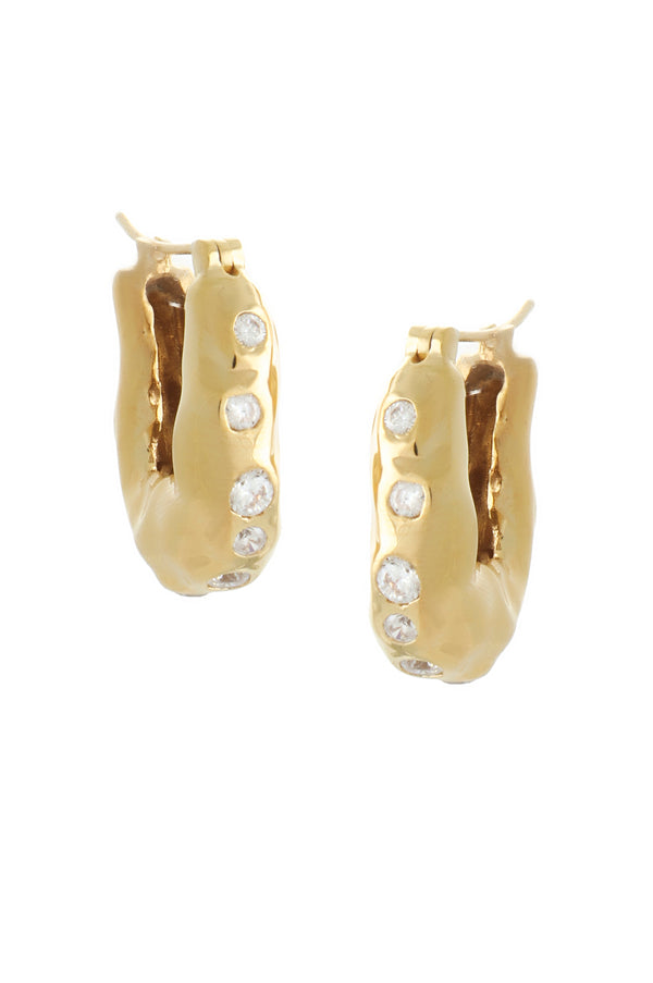 joanna laura constantine GOLD PLATED STATEMENT WAVE HOOPS WITH STONES